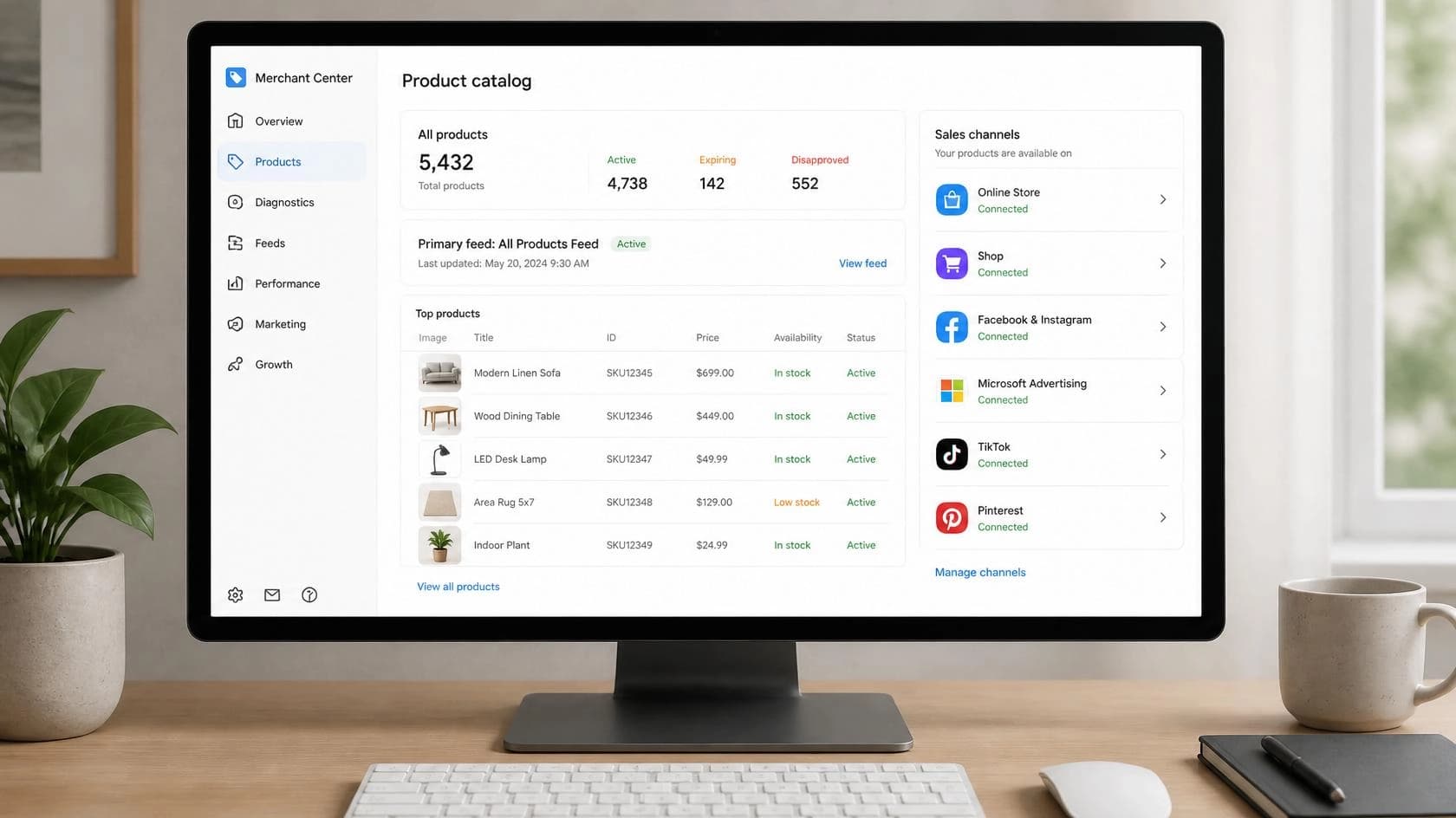 صورة توضيحية لخدمة إعداد Google Merchant Center وربط كتالوج المنتجات