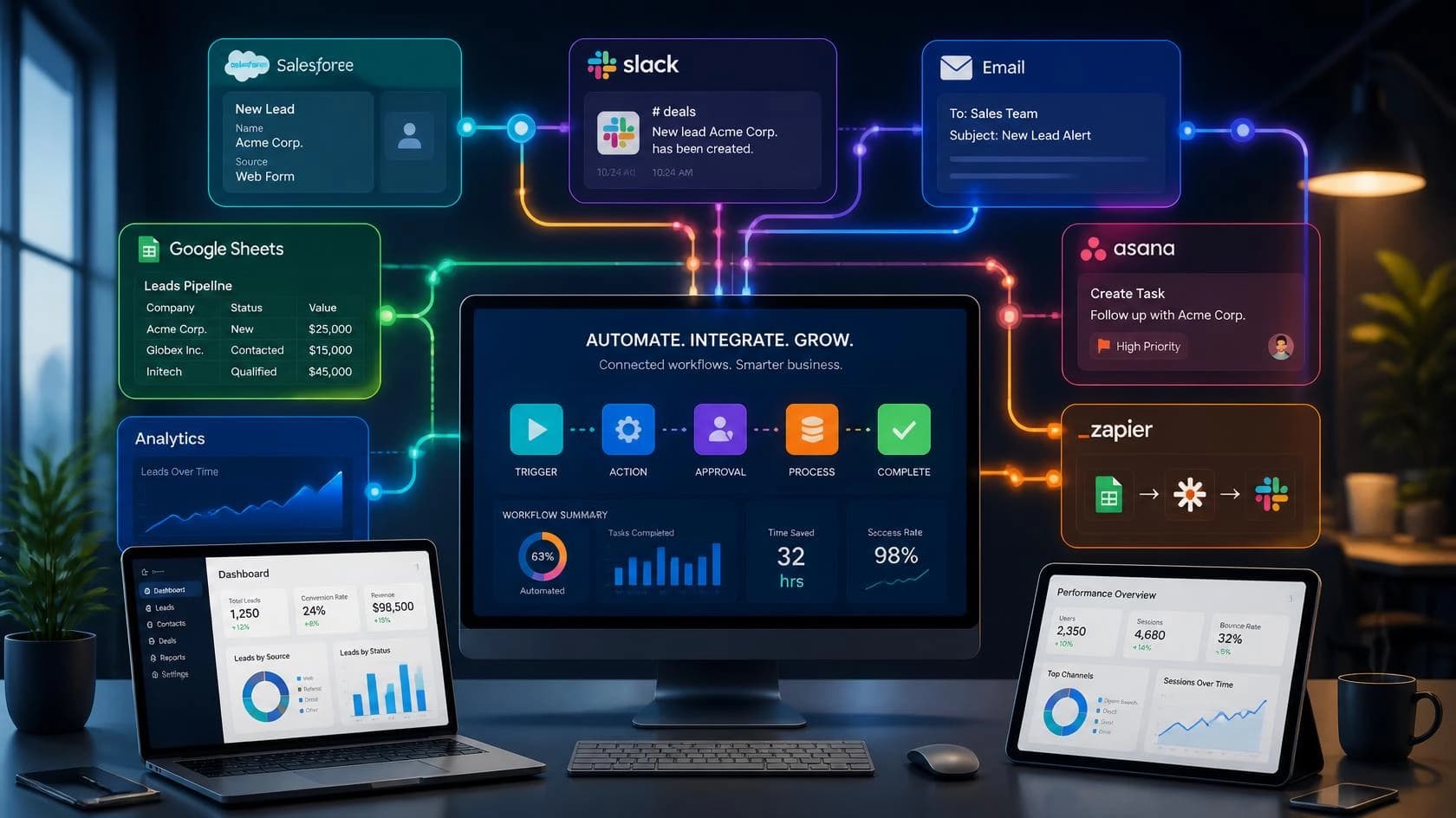 صورة توضيحية لخدمة أتمتة العمليات وربط المنصات الرقمية